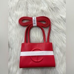 Telfar small red shopper bag